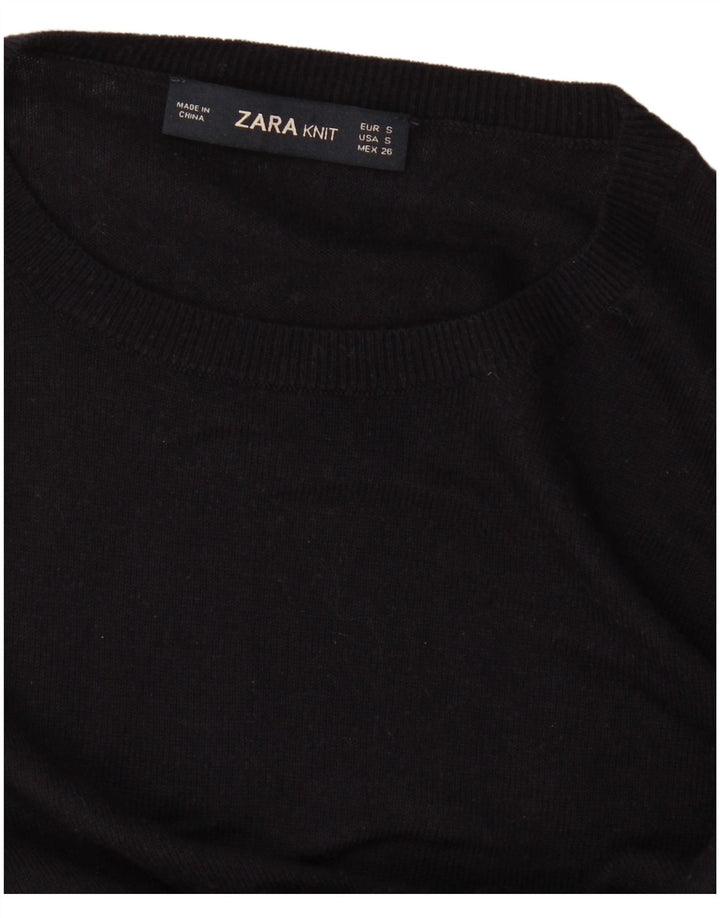 Zara Γυναικείο πουλόβερ με λαιμόκοψη UK 10 Small μαύρο