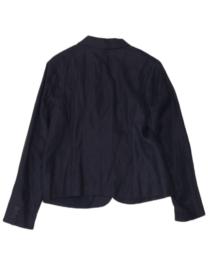 Monsoon Γυναικείο Μπουφάν 1 Κουμπί Blazer UK 14 Μεγάλο λινό Navy Blue