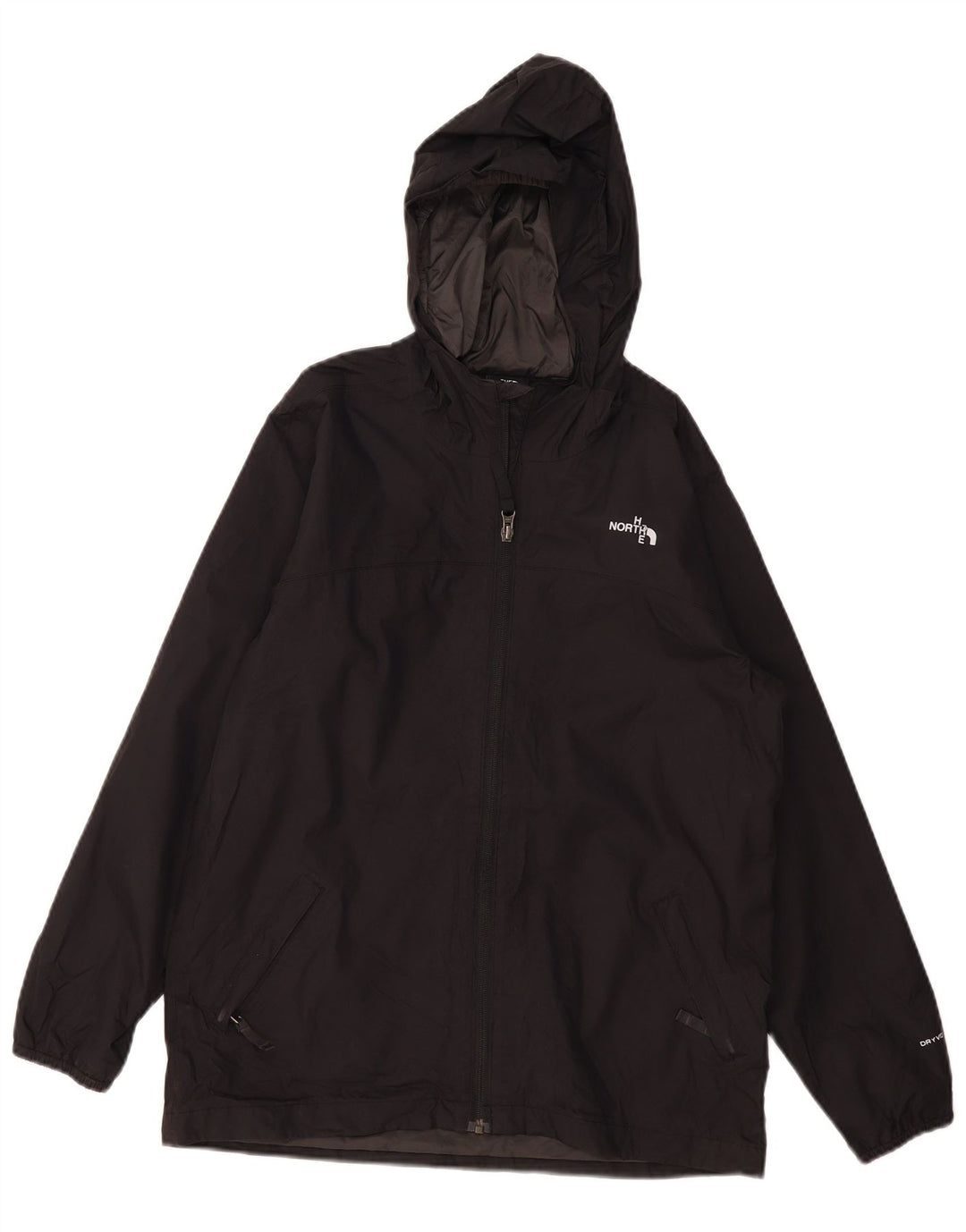 THE NORTH FACE Boys Hooded Rain Jacket 11-12 Years Large Black Polyester
