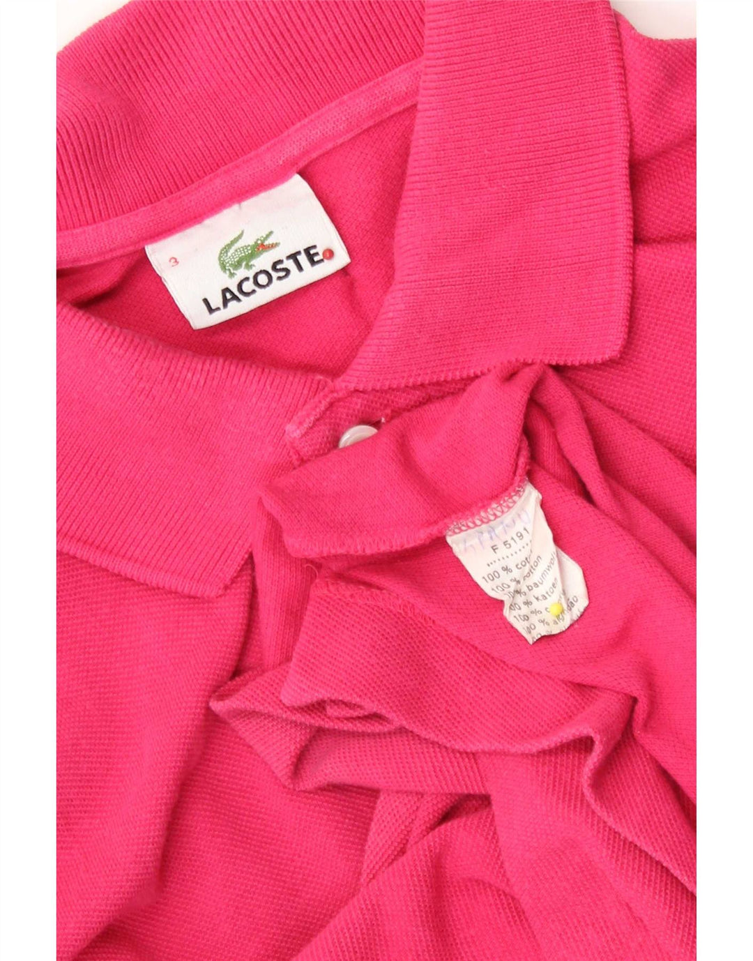 Ανδρικό πουκάμισο πόλο Lacoste, μέγεθος 3, μικρό ροζ βαμβακερό