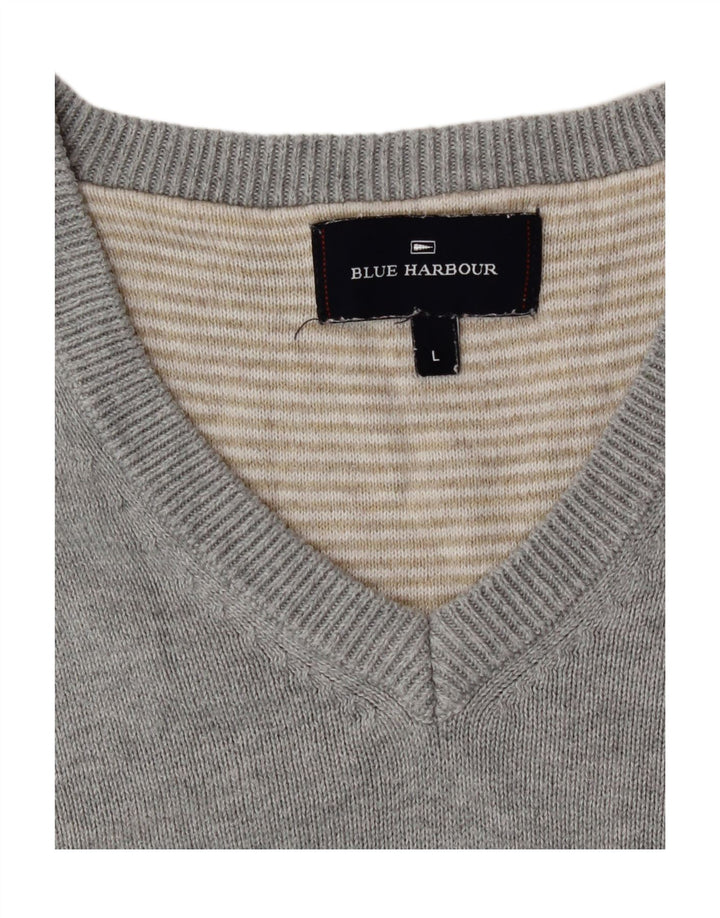 Marks & Spencer Mens Blue Harbor V-Neck Γιλέκο Tank Top Large Grey
