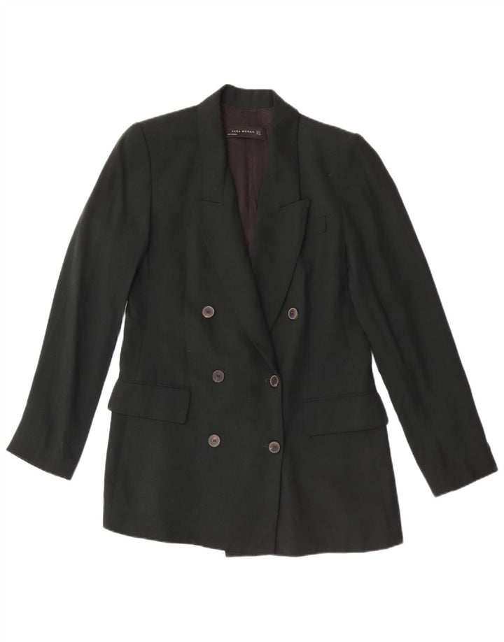 Zara Γυναικείο σακάκι με διπλό στήθος UK 10 Small Green Lyocell
