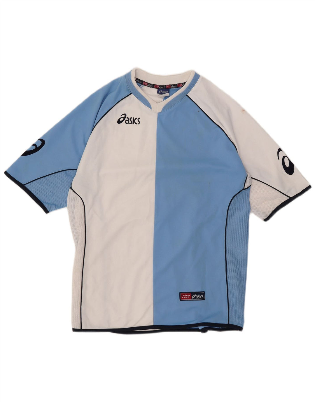 Ανδρικό γραφικό μπλουζάκι Asics Top Medium Blue Colorblock Πολυεστέρας