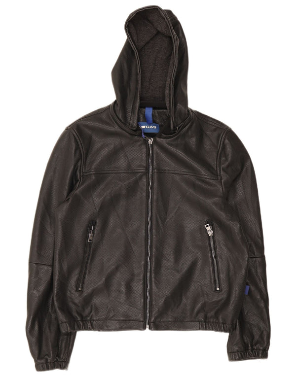 Ανδρικό Gas Δερμάτινο Bomber Jacket UK 36 Small Black