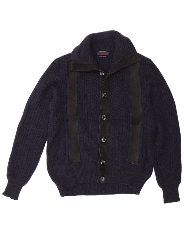 Vintage ανδρικό πουλόβερ ζακέτα IT 48 Medium Navy Blue Colorblock Camelhair