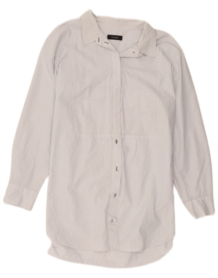 Marks & Spencer Γυναικείο πουκάμισο Autograph Φόρεμα UK 14 Medium White ριγέ