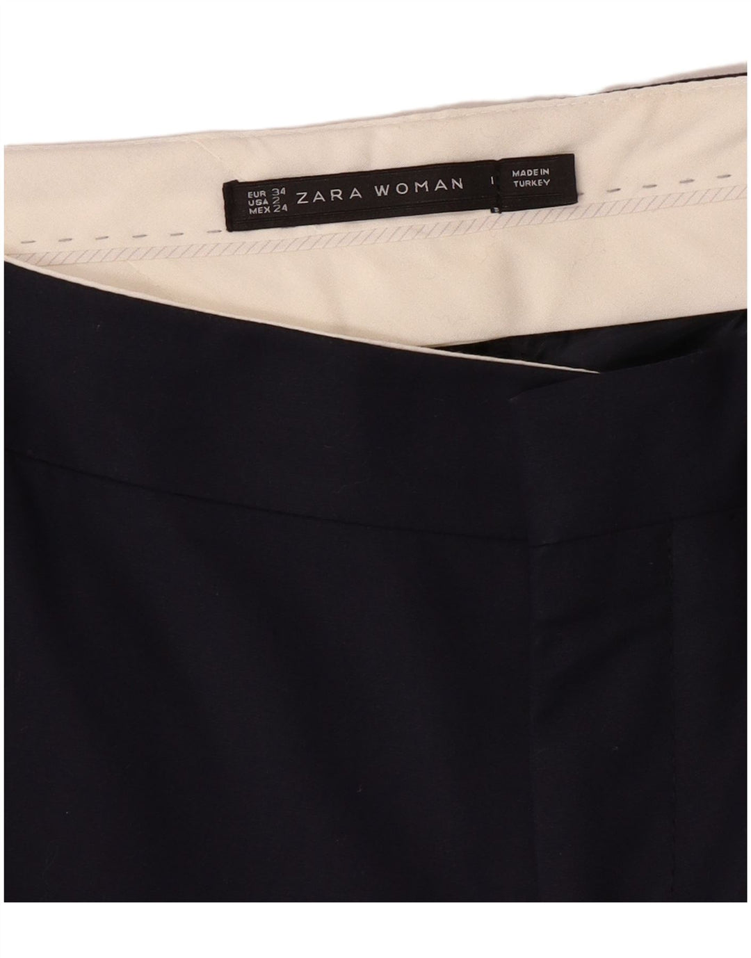 ZARA Γυναικείο ίσιο παντελόνι Chino EU 34 2XS W24 L28 Navy Blue