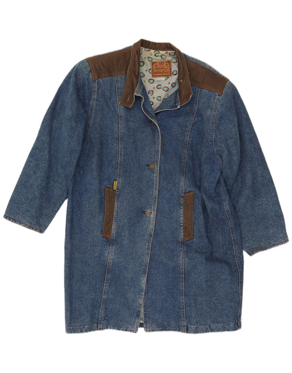 Vintage Γυναικείο Western Oversized Τζιν Παλτό US 3 XS Blue Colourblock Cotton