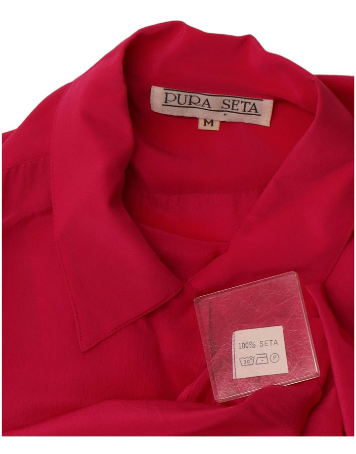 Γυναικείο πουκάμισο VINTAGE Μπλούζα UK 14 Medium Pink Silk