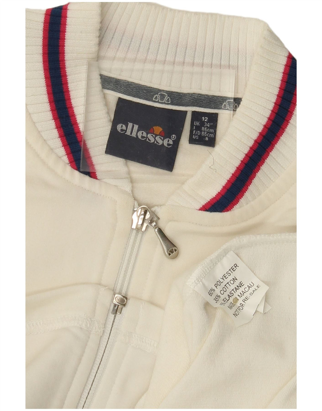 ELLESSE Γυναικεία φόρμα Crop Top Jacket UK 12 Medium Off White Polyester