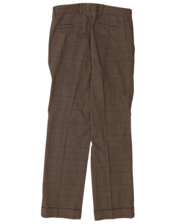 Zara Ανδρικό ίσιο παντελόνι EU 40 Medium W31 L31 Brown Check Wool