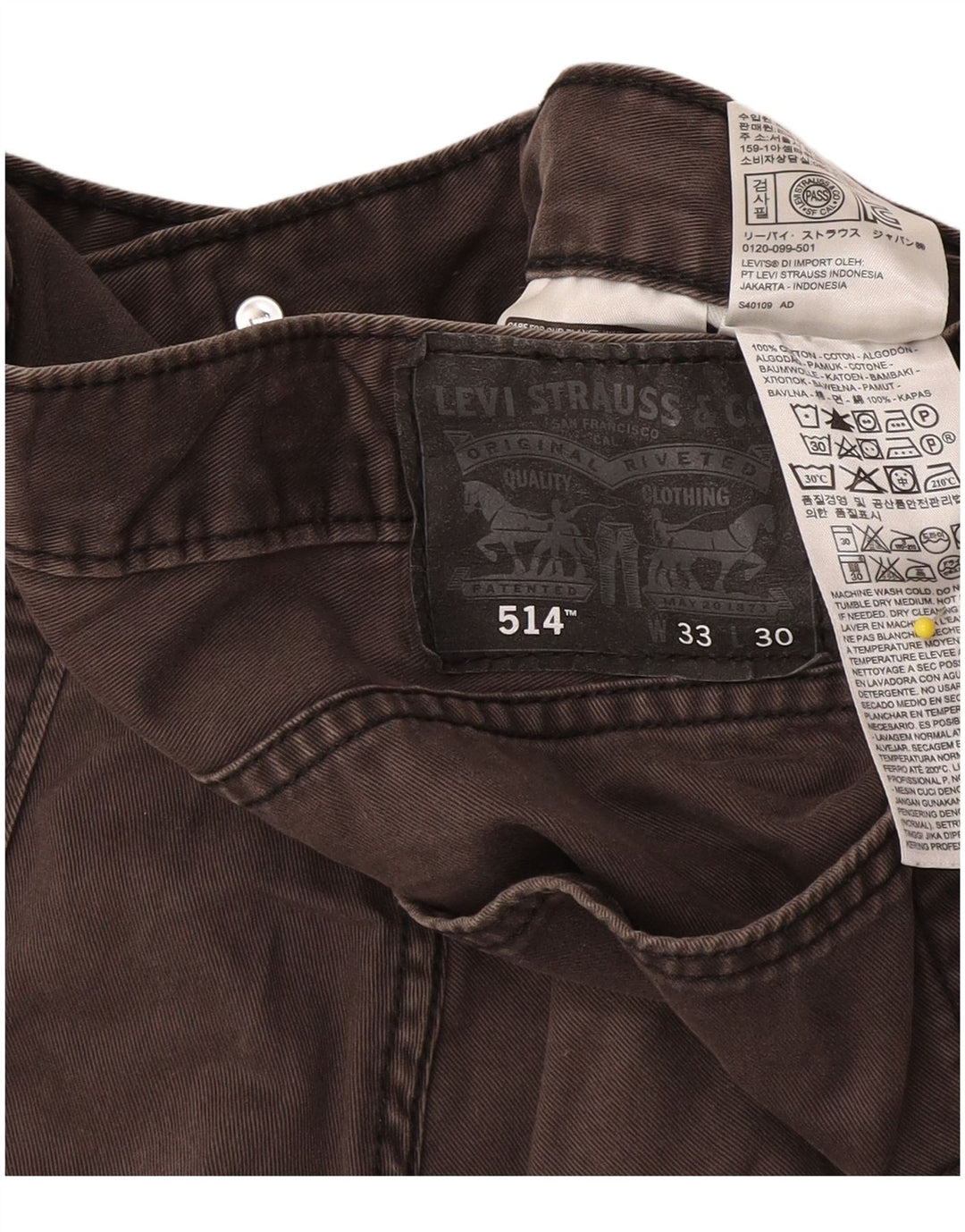 Levi's Mens 514 Straight Jeans W33 L30 Γκρι βαμβακερό