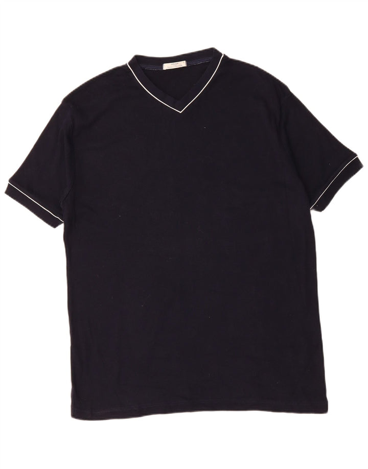MARKS & SPENCER Mens T-Shirt Top Large Navy Blue Cotton