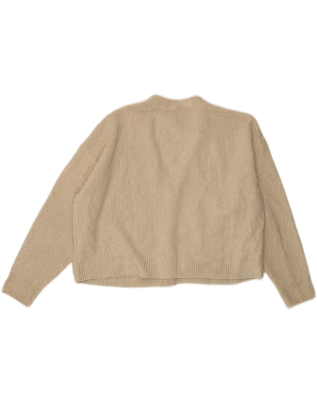 Zara Γυναικείο πουλόβερ ζακέτα υπερμεγέθη UK 10 Small Off White Wool
