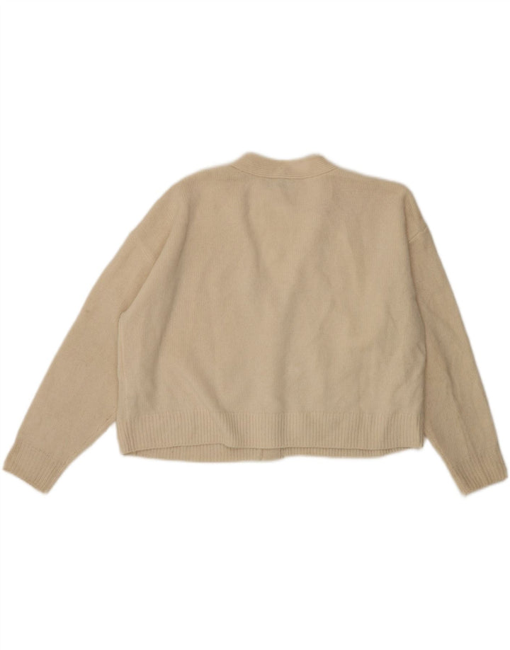 Zara Γυναικείο πουλόβερ ζακέτα υπερμεγέθη UK 10 Small Off White Wool