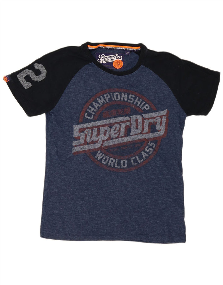 Ανδρικό γραφικό μπλουζάκι Superdry Τοπ μεσαίου μπλε χρώματος βαμβακερό