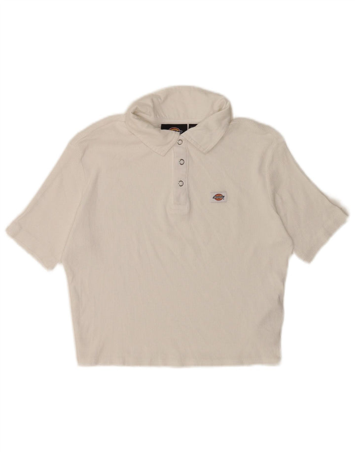 DICKIES Γυναικείο Crop Polo πουκάμισο UK 12 Μέτριο λευκό βαμβακερό