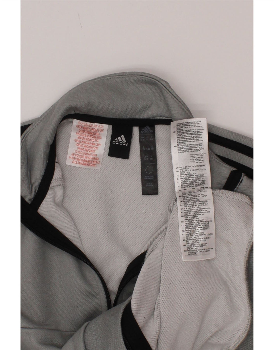 Adidas Boys Aeroready αθλητική φόρμα μπουφάν 7-8 ετών γκρι πολυεστέρας