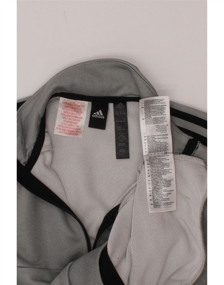 Adidas Boys Aeroready αθλητική φόρμα μπουφάν 7-8 ετών γκρι πολυεστέρας