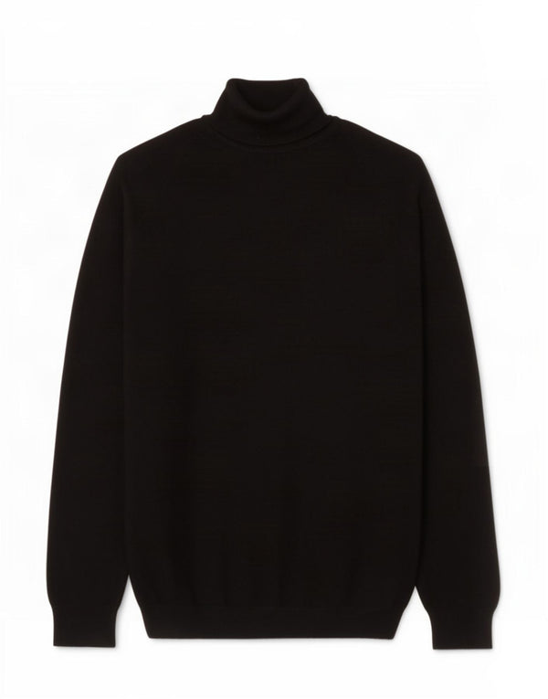 Zara Mens Roll Neck Jumper Sweater Medium Black Viscose