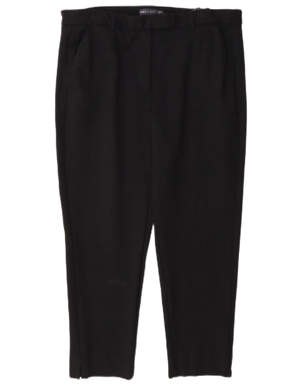 Marks & Spencer Womens Crop Suit Trousers UK 16 Large W34 L24 Black