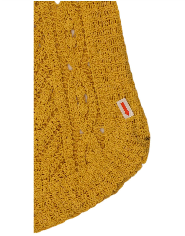 Zara Γυναικείο Crop Crochet Vest Top UK 12 Medium Yellow