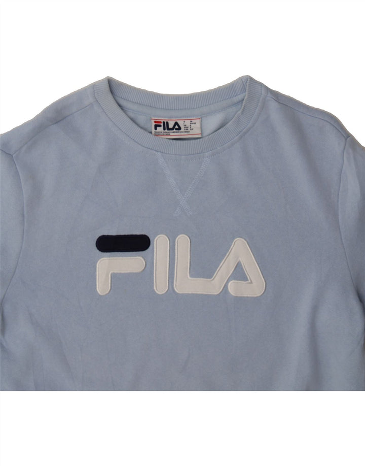FILA Womens Oversized Sweatshirt Jumper UK 10 Small Blue Colourblock Vintage Fila and Second-Hand Fila from Messina Hembry 
