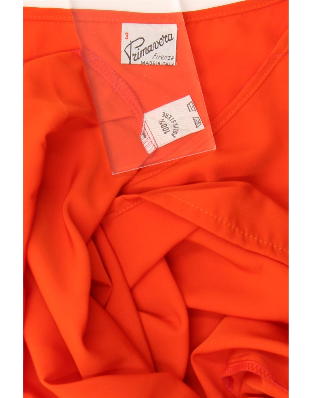 PRIMAVERA FIRENZE Womens Blouse Top UK 14 Large Orange Polyester Vintage Primavera Firenze and Second-Hand Primavera Firenze from Messina Hembry 