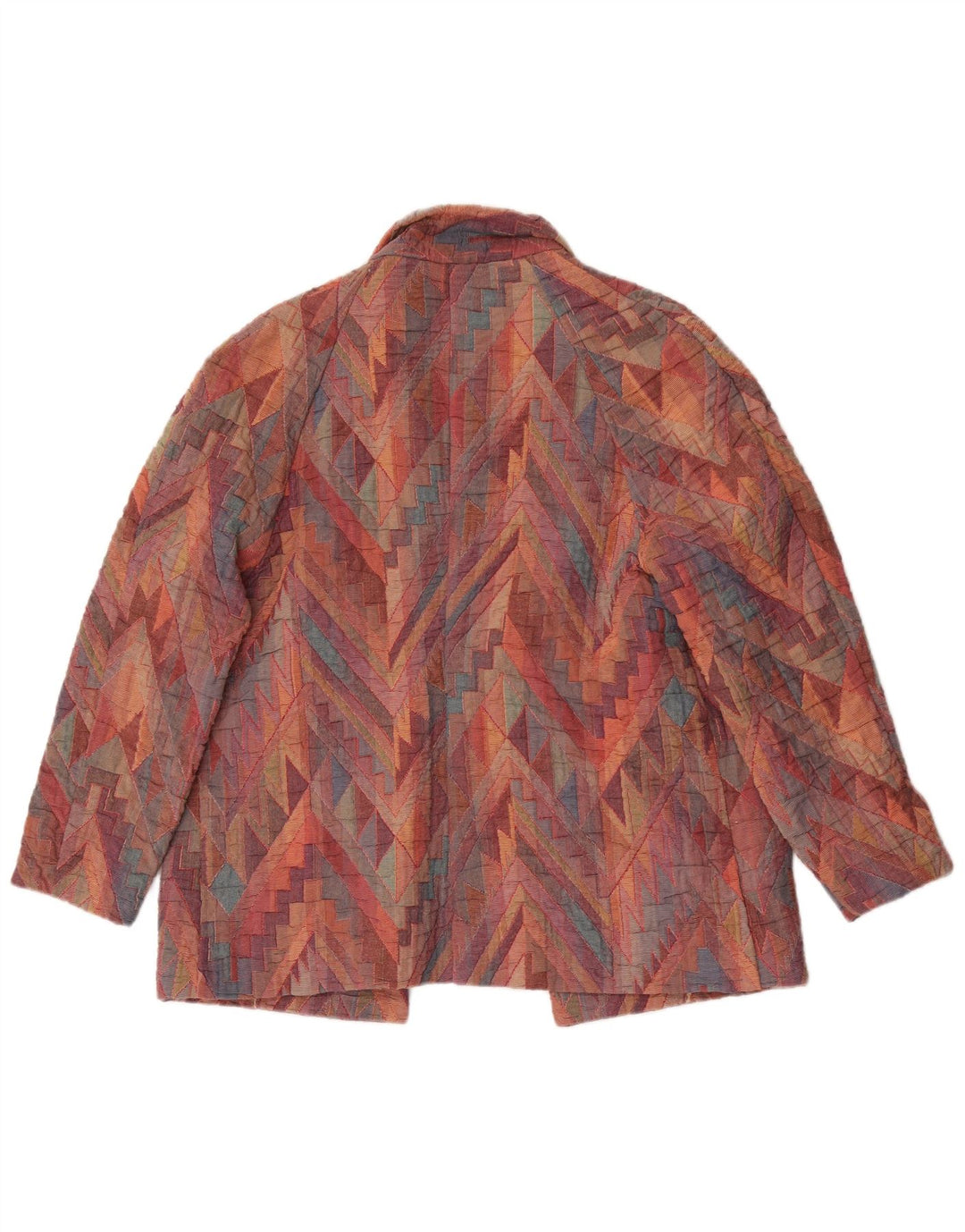 Vintage Γυναικείο Open Blazer Jacket UK 12 Medium πολύχρωμο γεωμετρικό