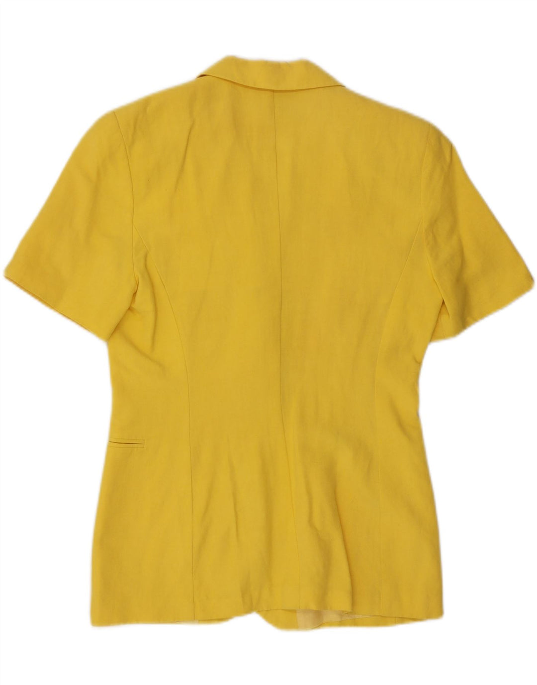 VINTAGE Γυναικείο κοντομάνικο μπουφάν με 2 κουμπιά σακάκι UK 12 Medium Yellow