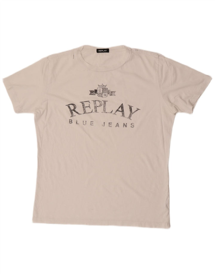 Ανδρικό γραφικό T-Shirt Replay Top Large White