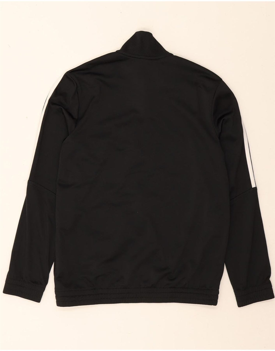 ADIDAS Boys Tracksuit Top Jacket 13-14 Years Black Polyester