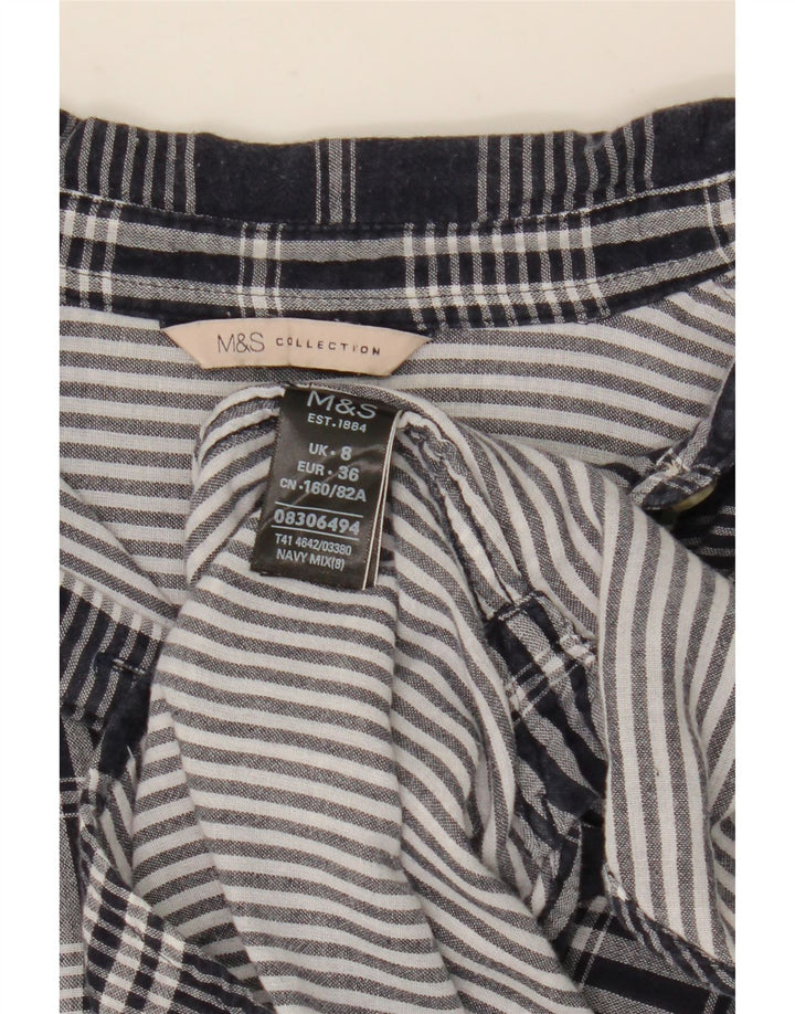 Marks & Spencer Γυναικείο πουκάμισο μεγάλου μεγέθους UK 8 Small Navy Blue Check Cotton