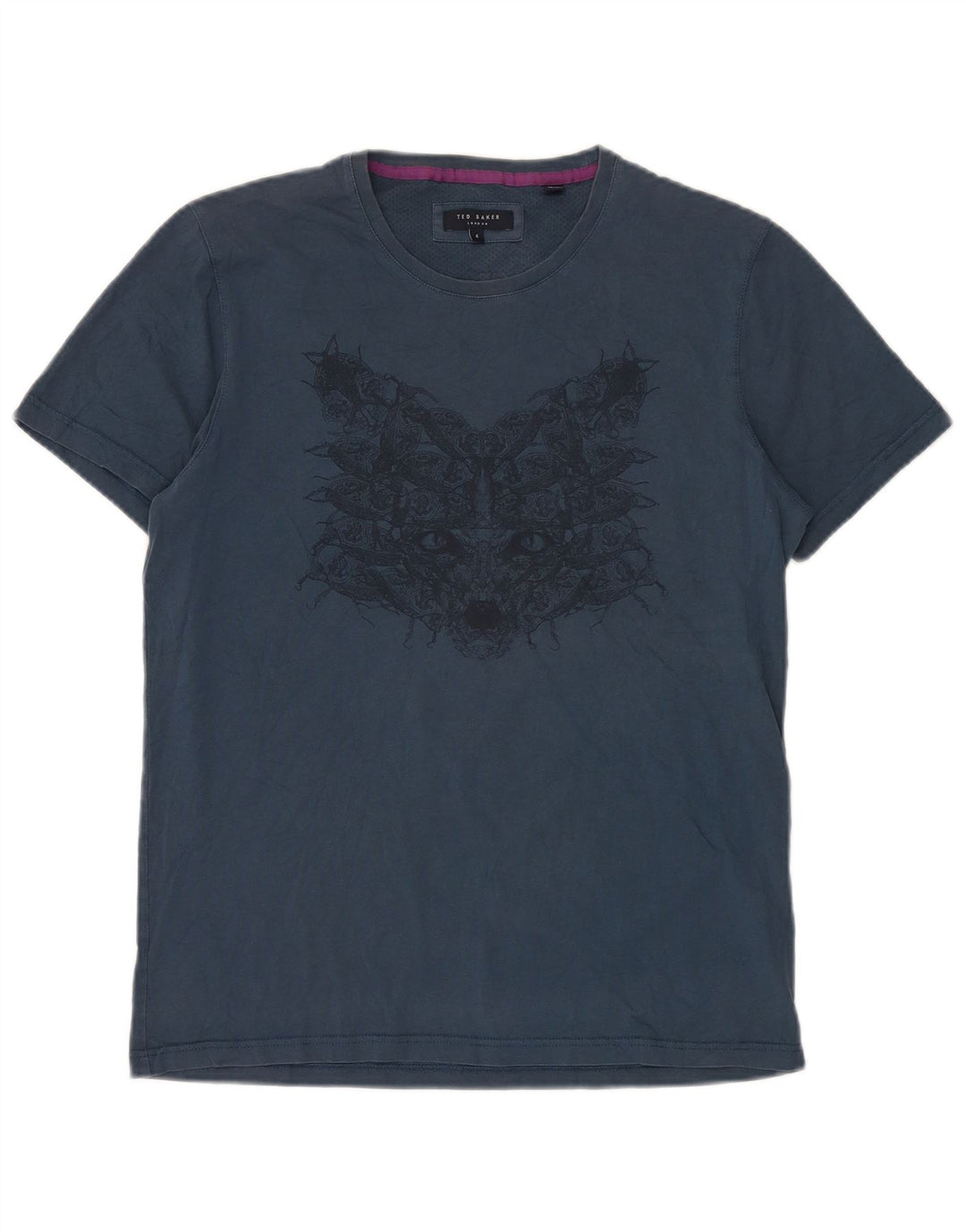 Ανδρικό T-Shirt γραφικό Ted Baker Top Size 4 Large Navy Blue