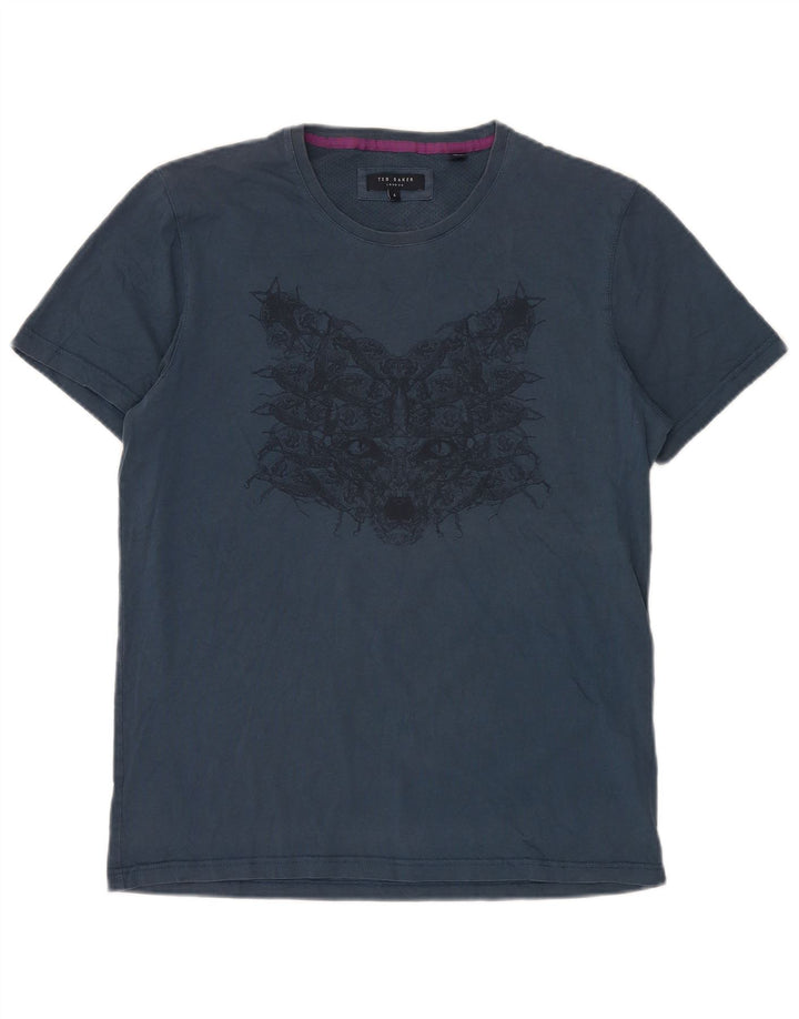 Ανδρικό T-Shirt γραφικό Ted Baker Top Size 4 Large Navy Blue