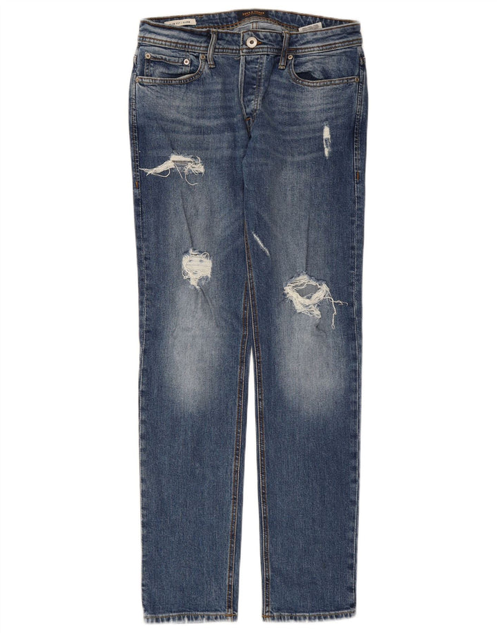 JACK & JONES Ανδρικά GLENN Distressed Slim Jeans W31 L32 Blue Cotton