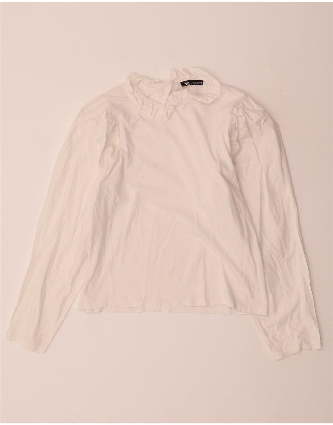 Γυναικεία μακρυμάνικη μπλούζα ZARA Crop τοπ UK 12 Medium Off White