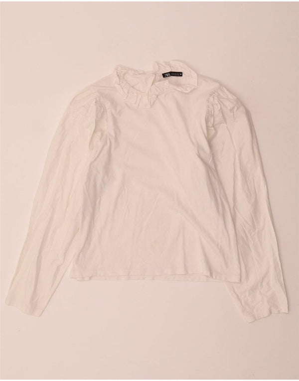 Γυναικεία μακρυμάνικη μπλούζα ZARA Crop τοπ UK 12 Medium Off White