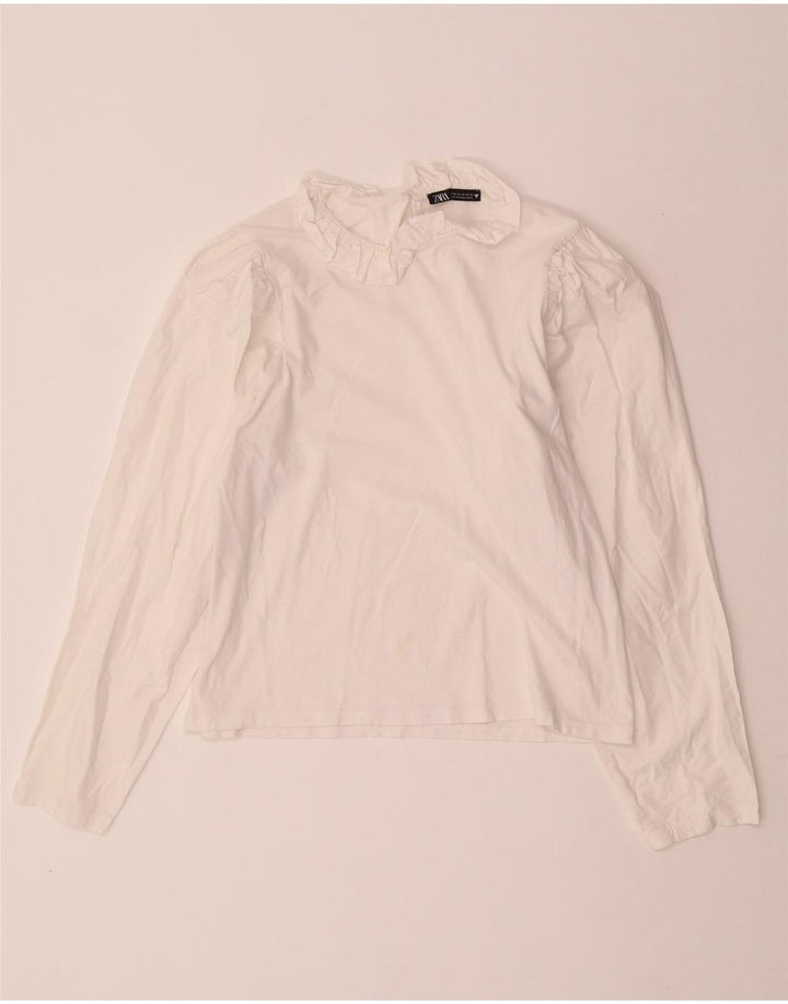 Γυναικεία μακρυμάνικη μπλούζα ZARA Crop τοπ UK 12 Medium Off White