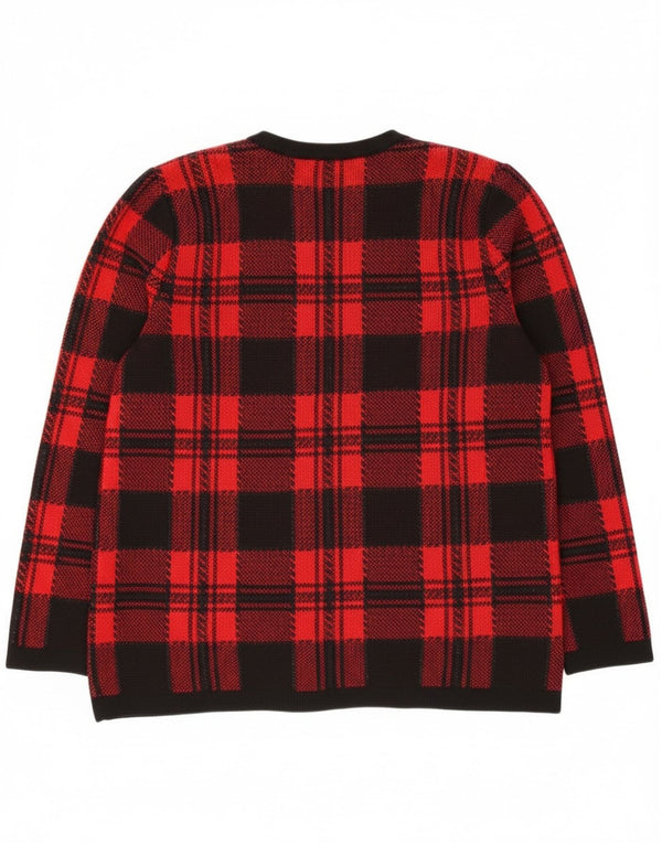 Vintage γυναικεία ζακέτα πουλόβερ UK 14 Μεγάλο κόκκινο μαλλί Merino