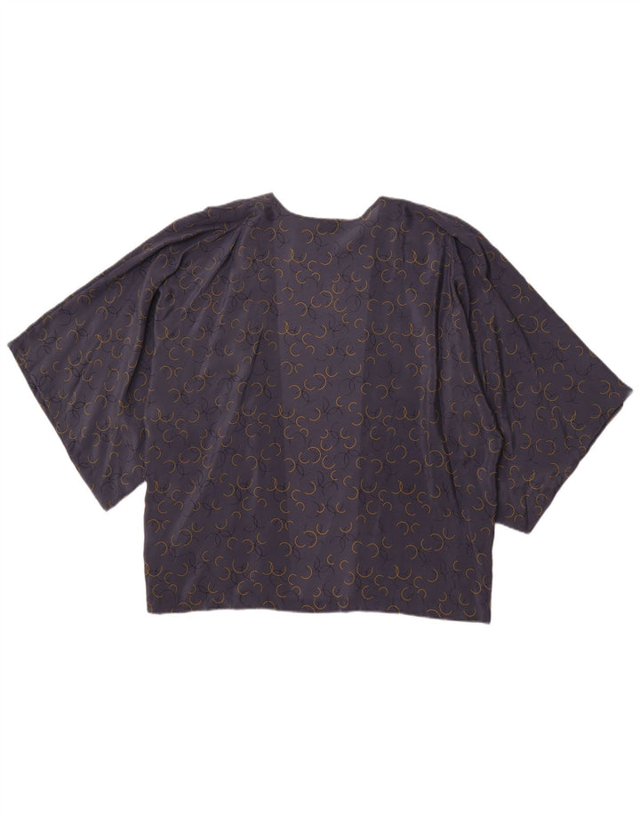 ΠΡΟΛΟΓΟΣ Γυναικεία κοντομάνικη ζακέτα τοπ UK 18 XL Γκρι γεωμετρικό μετάξι