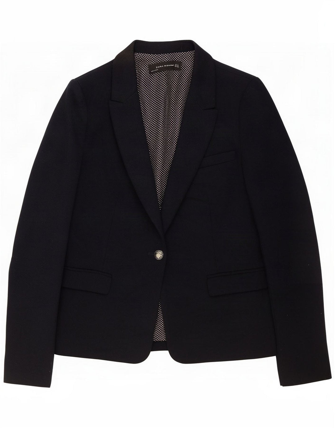 Zara Γυναικείο Μπουφάν 1 Κουμπί Blazer UK 14 Medium Navy Blue Polyester