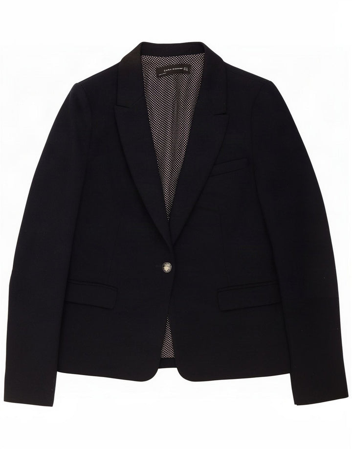 Zara Γυναικείο Μπουφάν 1 Κουμπί Blazer UK 14 Medium Navy Blue Polyester