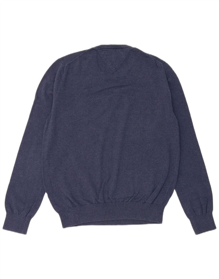 Ανδρικό πουλόβερ με λαιμόκοψη Tommy Hilfiger, Βαμβακερό μεσαίο ναυτικό