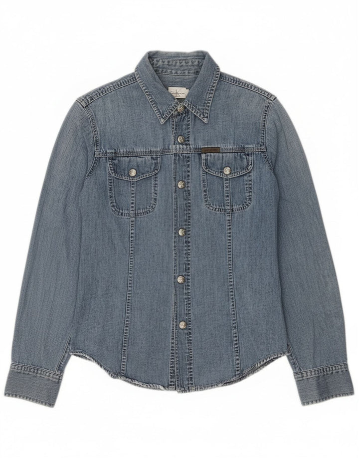 Calvin Klein Jeans Γυναικείο τζιν πουκάμισο μεσαίο μπλε βαμβακερό