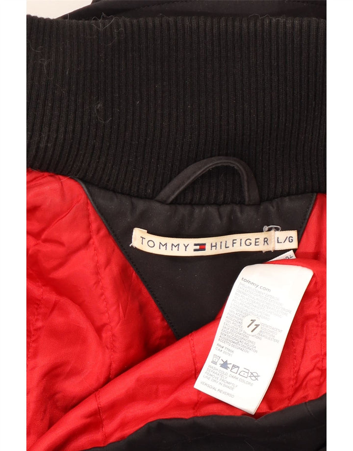 TOMMY HILFIGER Γυναικείο παλτό αντιανεμικό UK 16 μεγάλο μαύρο πολυεστέρα