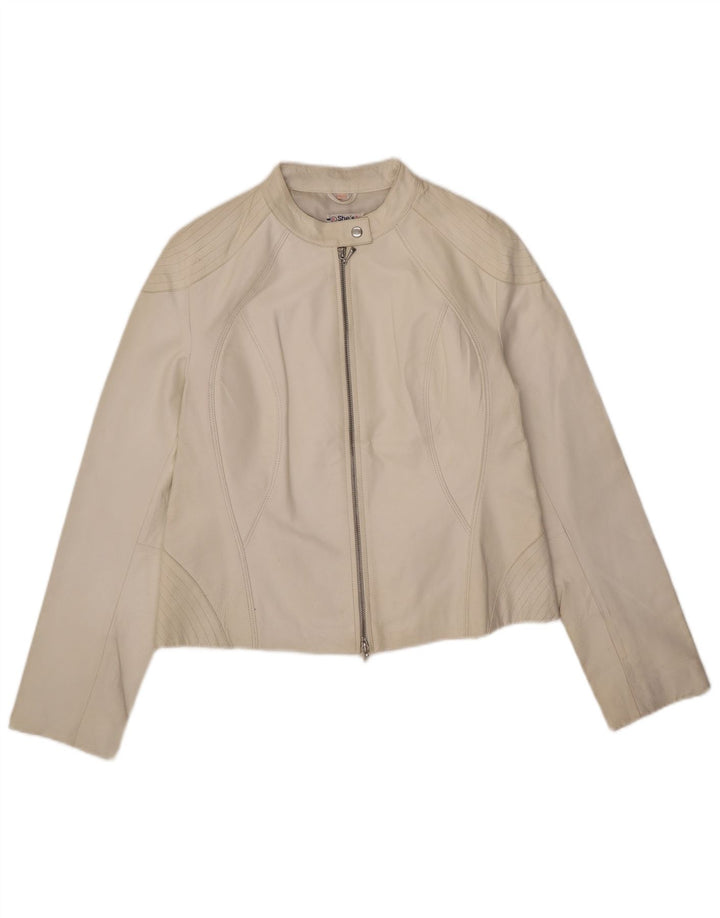 Vintage Γυναικείο Δερμάτινο Μπουφάν UK 14 Large White Leather