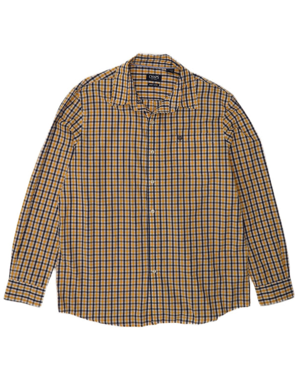 Chaps Ανδρικό πουκάμισο XL Κίτρινο βαμβακερό Gingham