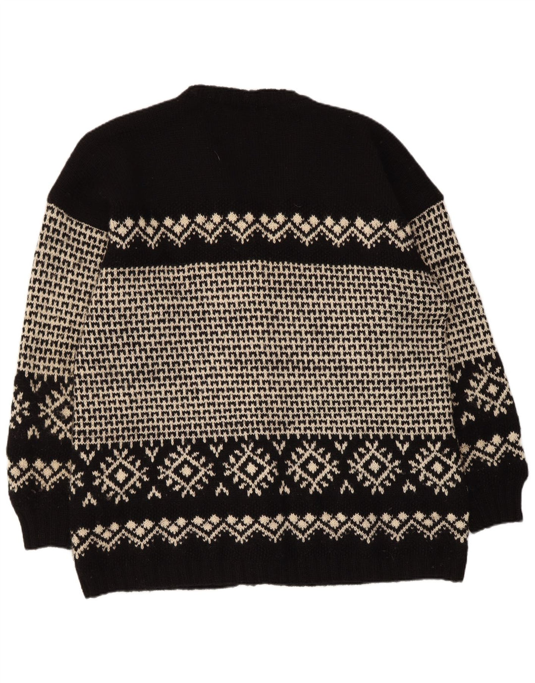 Vintage ανδρικό πουλόβερ ζακέτα XL Black Fair Isle