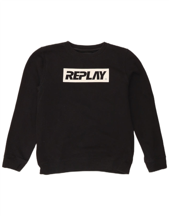 Ανδρικό γραφικό φούτερ Replay Jumper Medium Μαύρο